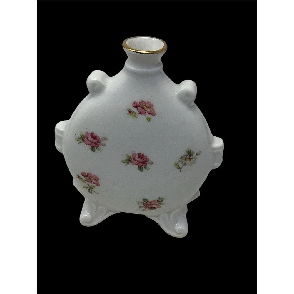 Limoges Miniature Floral Daisy/Roses Porcelain Bud Vase Amphora/Urn Style 4.5
